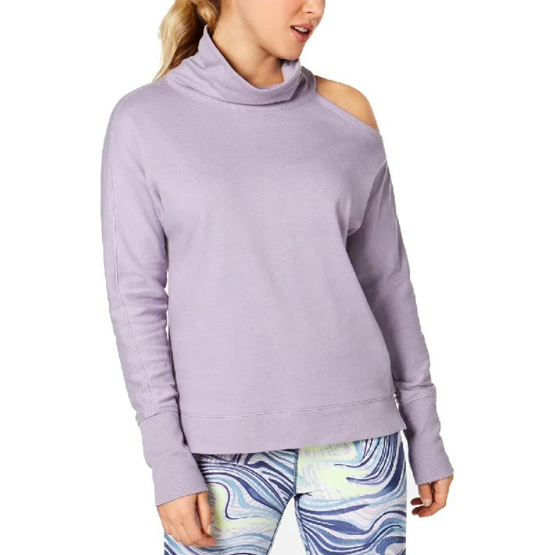 Comfortable Yoga Tops for Hot Yoga -Womens Cold Shoulder Mock-Neck Sweatshirt