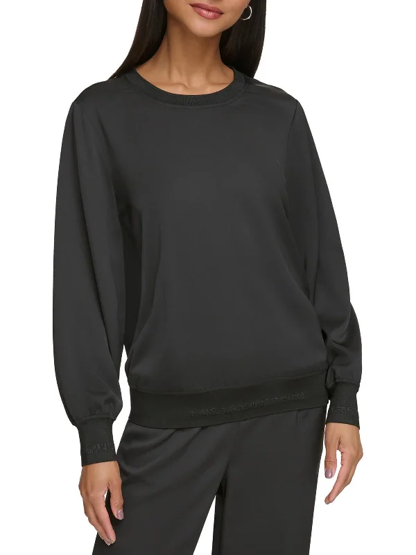 Stylish Yoga Tops for Outdoor Activities -Womens Crewneck Banded Sweatshirt