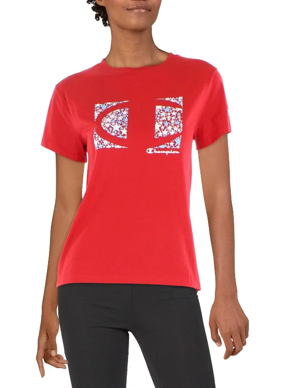 Women's Yoga Tops for Easy Flexibility -Womens Crewneck Knit Graphic T-Shirt
