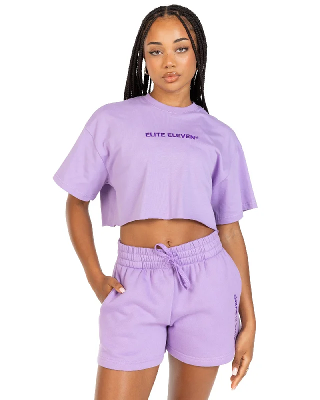 Comfortable Yoga Tops for Workouts -Women's Cropped Registered Tee - Purple