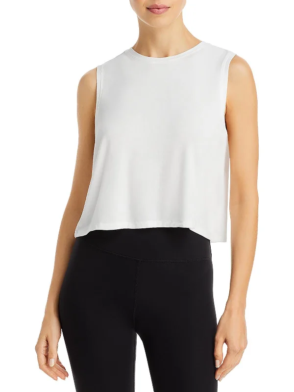 Fitted Yoga Tops with Breathable Design -Womens Cropped Workout Tank Top