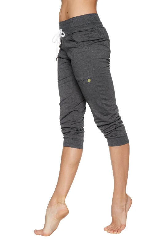 Yoga Pants for Flexibility -Women's Cuffed Jogger Yoga Pant (Solid Charcoal) by 4-rth Yoga Pants for Flexibility -Women's Cuffed Jogger Yoga Pant (Solid Charcoal) by 4-rth