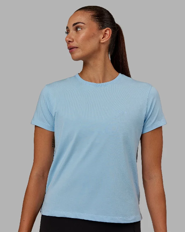 Yoga Tops for Increased Flexibility -Deluxe PimaFLX Tee - Glacial Blue