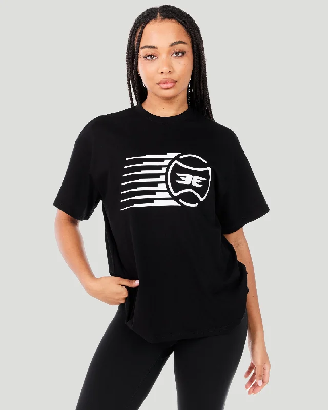 Yoga Tops for Stretching and Poses -Women's Empire Oversized Tee - Black