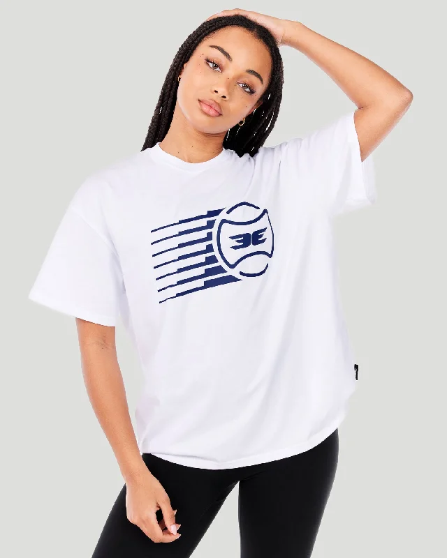 Yoga Tops for Strength and Flexibility -Women's Empire Oversized Tee - White