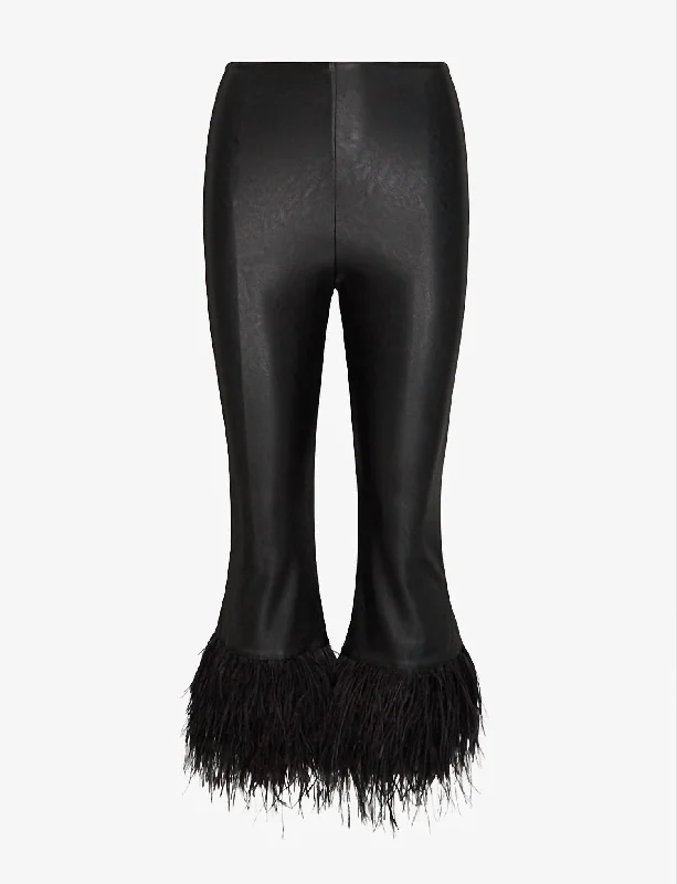 Yoga Shorts for Daily Flexibility -Women's Faux Leather Feather Crop Flare Legging In Black Yoga Shorts for Daily Flexibility -Women's Faux Leather Feather Crop Flare Legging In Black