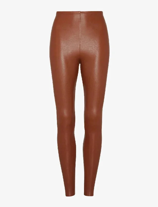 Yoga Shorts for Comfort and Flexibility -Women's Faux Leather Legging In Cocoa