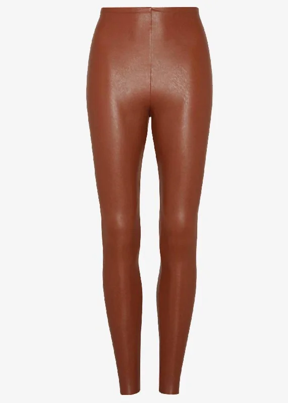 Yoga Shorts for Mobility and Comfort -Women's Faux Leather Legging In Cocoa