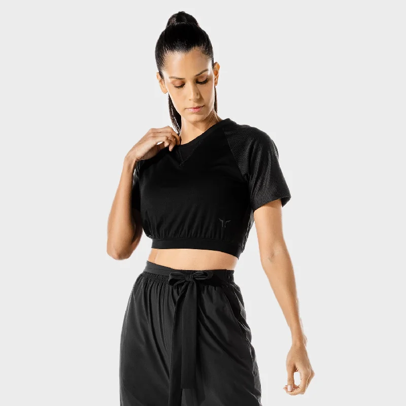 Yoga Tops with Built-In Support Bra -Women's Fitness - Crop Top - Black