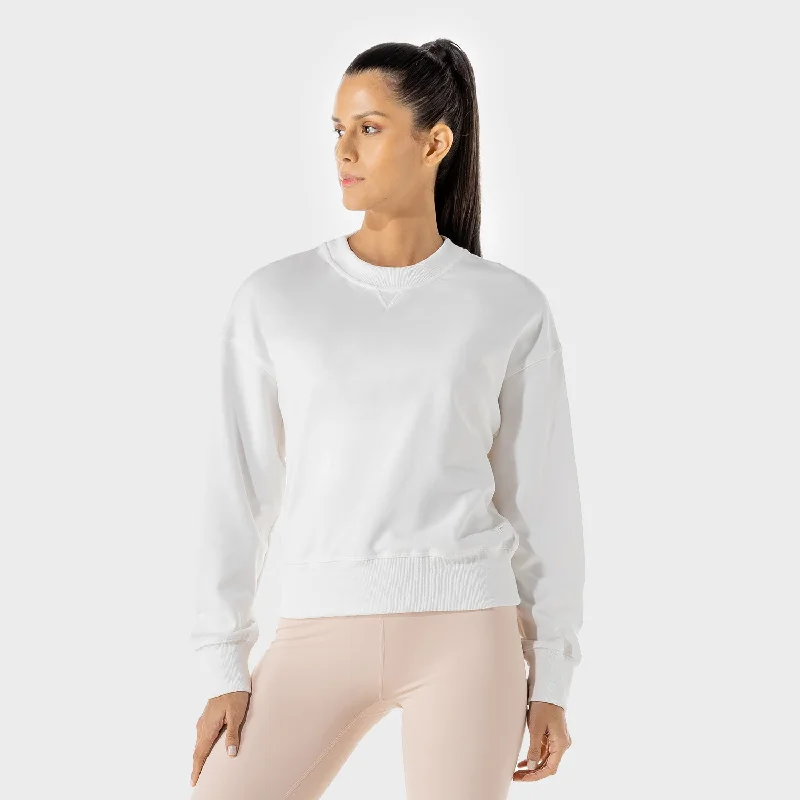 High-Cut Yoga Tops for More Coverage -Women's Fitness - Sweatshirt - Blanc De Blanc