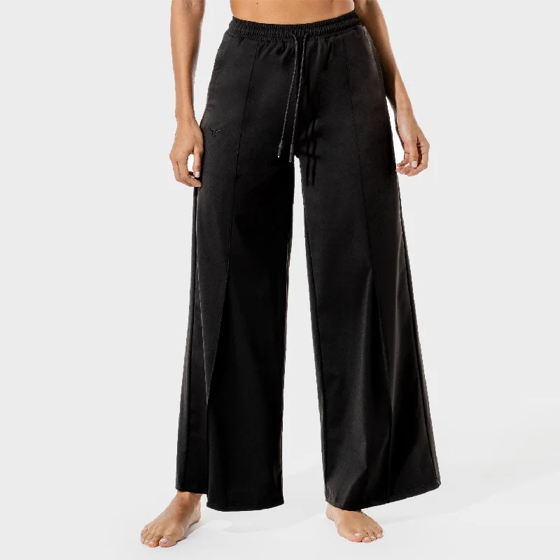 Breathable Yoga Pants for Workouts -Women's Fitness - Wide Leg Pants - Black