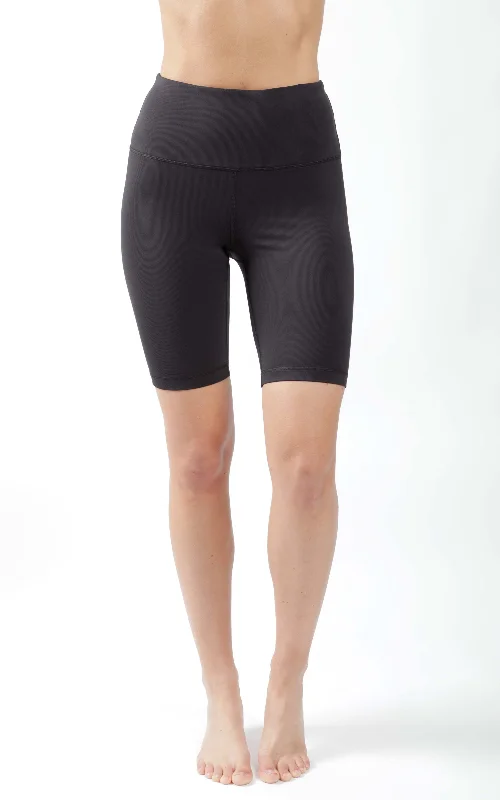 Comfortable Yoga Shorts for Warm Weather -Womens High Waist Ribbed 9" Biker Shorts