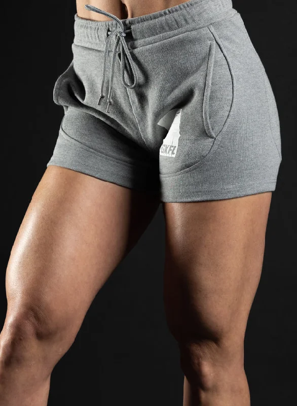 Full-Waist Yoga Shorts for Full Coverage -WOMEN'S KNOCKOUT SHORTS - GREY