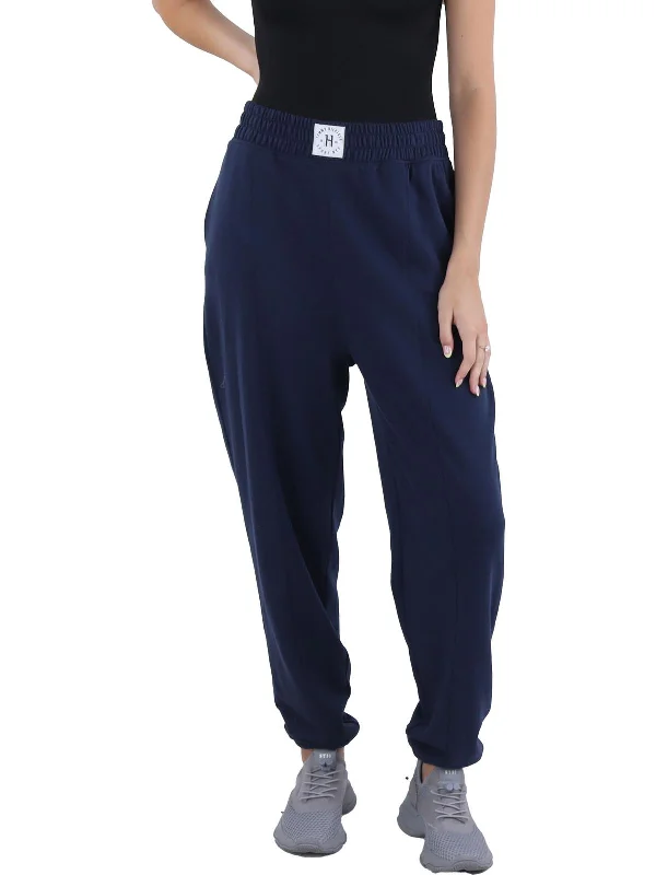 Stretchy Yoga Shorts for Core Workouts -Womens Logo Knit Jogger Pants