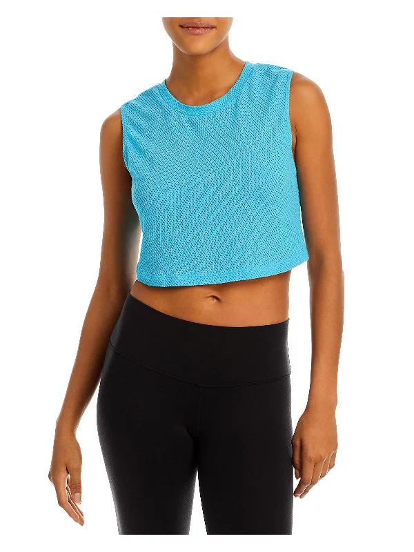 Yoga Tops for Relaxed Practice -Womens Mesh Muscle Crop Top