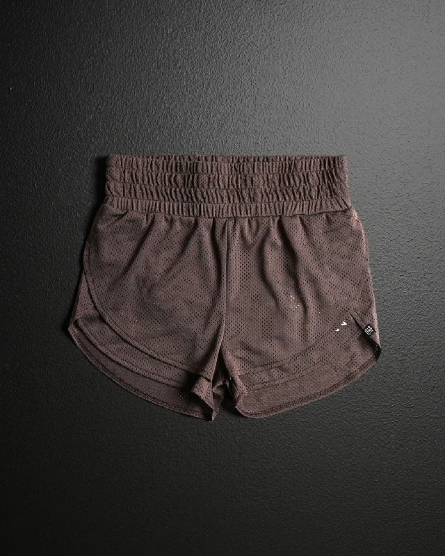 Yoga Shorts for Active Training -WOMENS MOMENTUM MESH SHORTS - EARTH