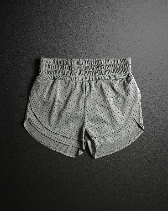 Performance Yoga Shorts for Support -WOMENS MOMENTUM MESH SHORTS - GREY