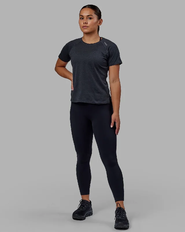Yoga Tops for Flexibility in Every Pose -Perform VapourFLX Tee - Black Marl