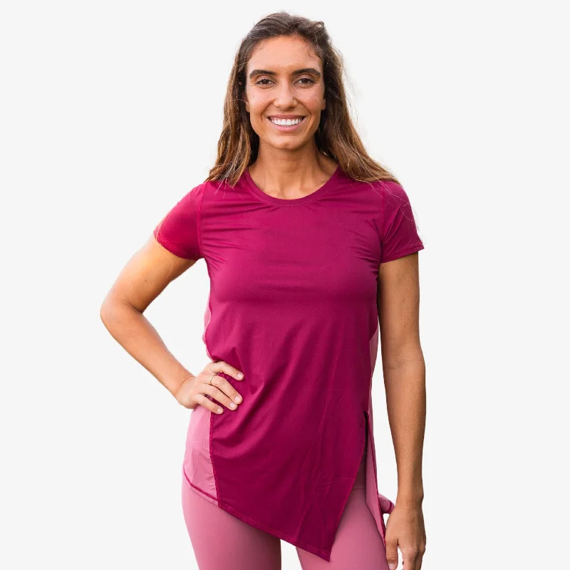 Stylish Yoga Tops for Women’s Fitness -Women's Plus Side Split Tie Up Tee