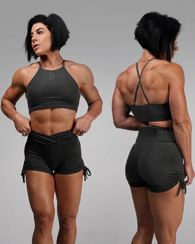 Yoga Shorts for Comfort and Stretching -WOMENS RIBBED BUNDLE - BLACK