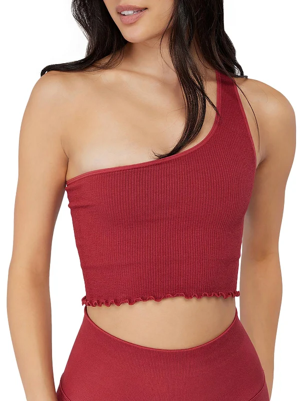 Women's Yoga Tops for Everyday Flexibility -Womens Ribbed One Shoulder Crop Top