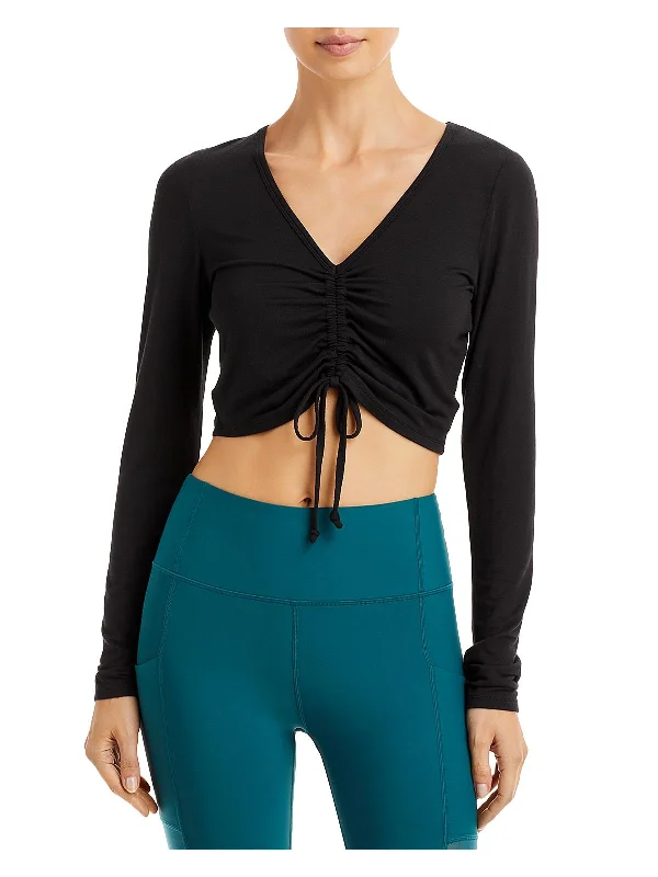 Yoga Tops for Endurance Training -Womens Ruched Active Crop Top