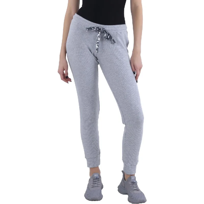 Plus Size Yoga Shorts -Womens Sequin Drawstring Sweatpants