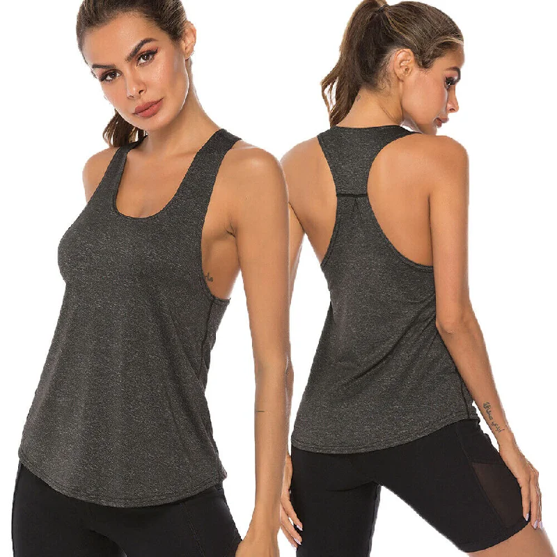 Stylish Yoga Tops for Flexibility and Comfort -Women's Sleeveless O Neck Sports Vest Base Layer Top Stretch Moisture Wicking Breathable Fitness Gym Yoga Shirts