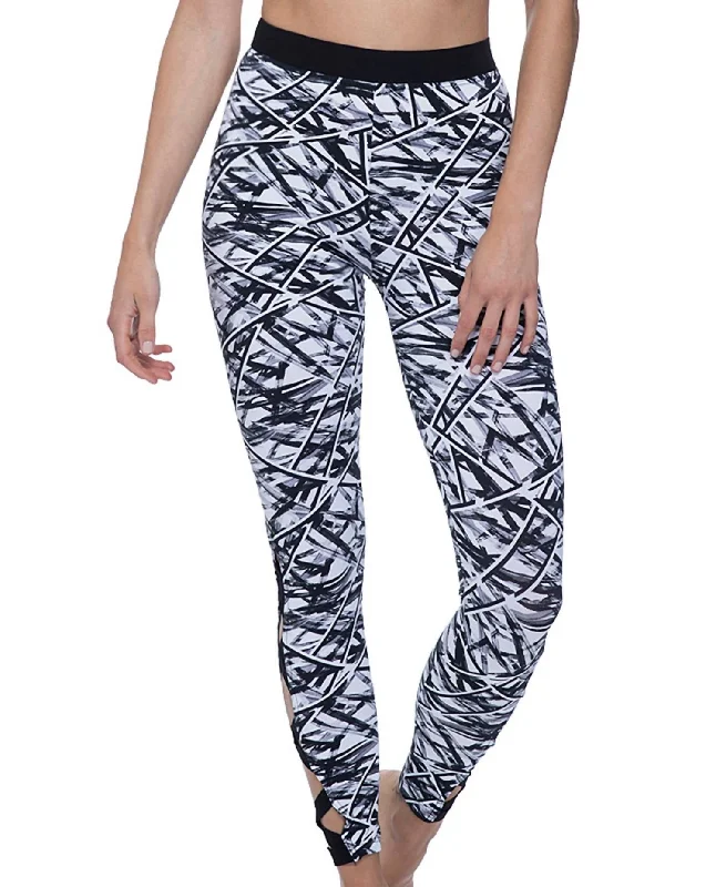 Yoga Shorts for Power Yoga Practice -Women's Strappy Sides Long Swim Leggings In Off Track Yoga Shorts for Power Yoga Practice -Women's Strappy Sides Long Swim Leggings In Off Track