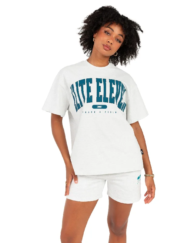 Premium Yoga Tops for Women -Women's Track & Field Oversized Tee - Polar Grey