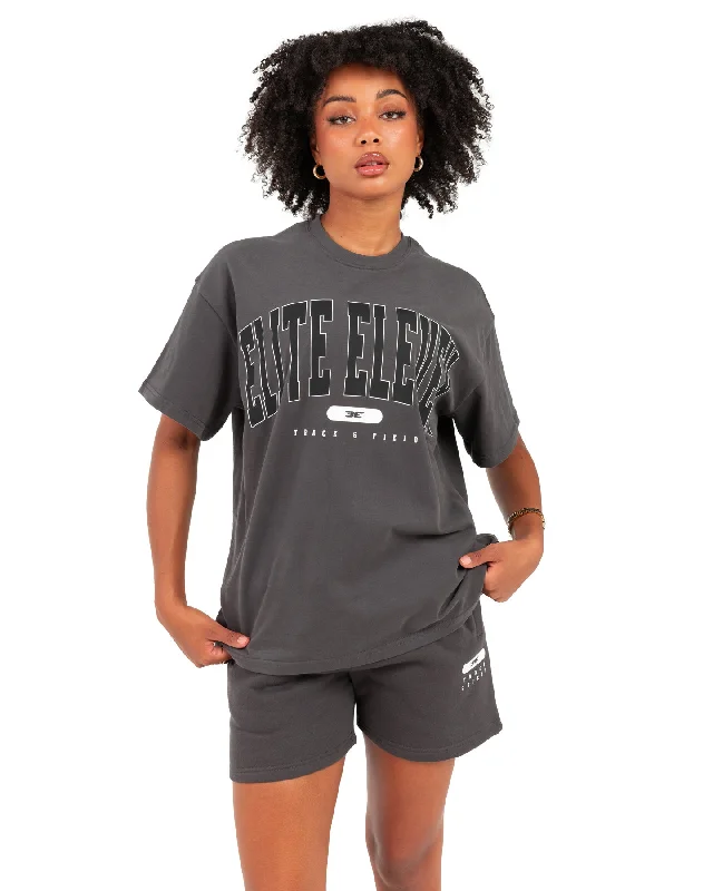 Yoga Tops for Power and Flexibility -Women's Track & Field Oversized Tee - Slate
