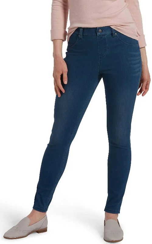 High-Waisted Yoga Shorts -Women's Ultra Soft High Waist Denim Leggings In Windsor Blue Wash High-Waisted Yoga Shorts -Women's Ultra Soft High Waist Denim Leggings In Windsor Blue Wash