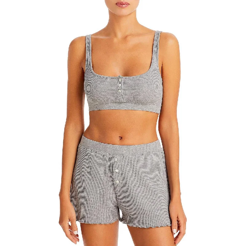 Comfortable Yoga Tops for Every Pose -Womens Waffle Henley Crop Top
