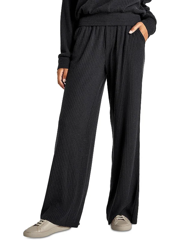 Yoga Shorts for Yoga Enthusiasts -Womens Wide Leg Ribbed Sweatpants