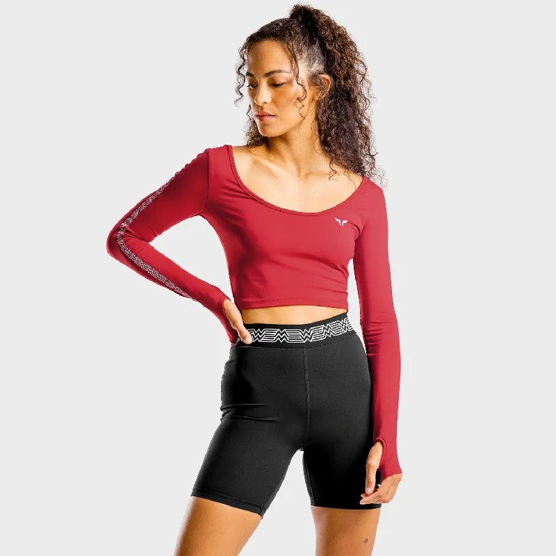 Yoga Tops for Increased Flexibility -Wonder Woman Crop Top - Ruby Red