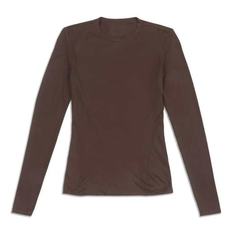 High-Cut Yoga Tops for More Coverage -Wundermost Ultra-Soft Crewneck Long-Sleeve Shirt - Resale