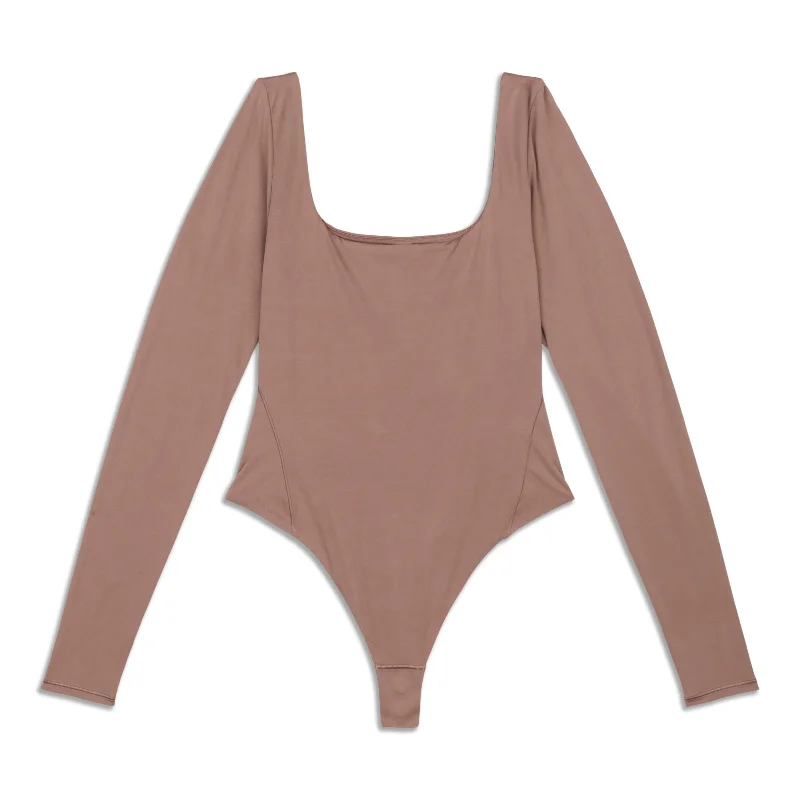 Soft and Relaxed Yoga Tops for Flexibility -Wundermost Ultra-Soft Square-Neck Long-Sleeve Bodysuit - Resale