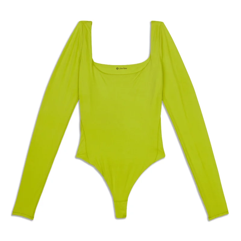 Women's Yoga Tops with High Coverage -Wundermost Ultra-Soft Square-Neck Long-Sleeve Bodysuit - Resale