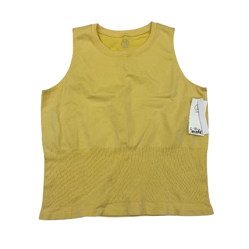 High-Waisted Yoga Tops for Better Coverage -YELLOW ATHLETIC TANK TOP by SAGE Size:L