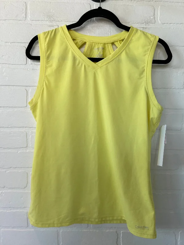 Yoga Tops for Hot Yoga and Intense Practice -Yellow Athletic Tank Top Calvin Klein, Size Xl