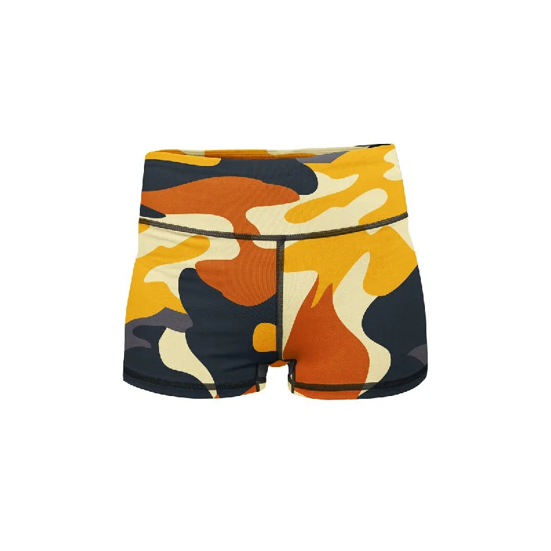 Breathable Yoga Shorts for Flexibility -Yellow Camo Yoga Shorts