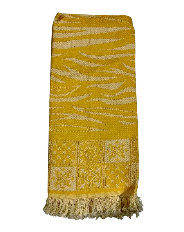 Yoga Pants with Comfortable Waistband -Yellow Printed Towel
