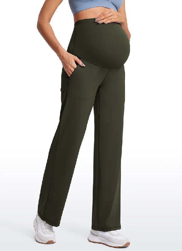 Stretchable Yoga Shorts for Women -Butterluxe Maternity Wide Leg Pants with Pockets 31.5" Stretchable Yoga Shorts for Women -Butterluxe Maternity Wide Leg Pants with Pockets 31.5"