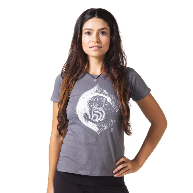 Yoga Tops for Yoga and Running -Yin Yang Graphic T-shirt by Zane Prater Organic Cotton T-Shirt Women's - Gray