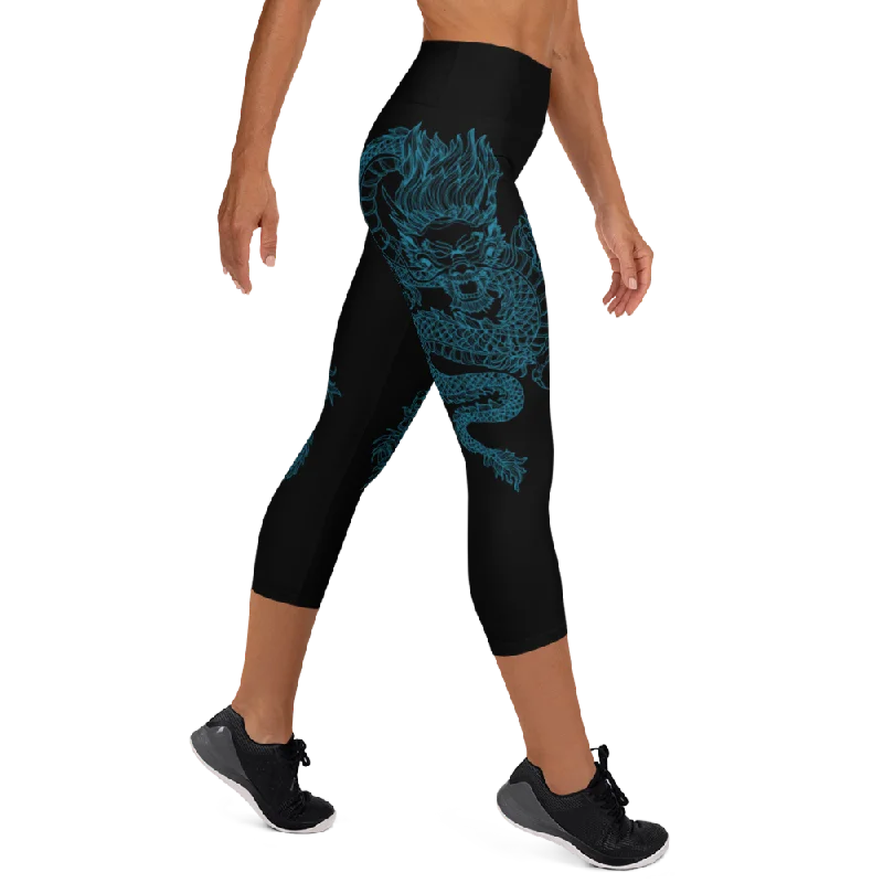 Yoga Pants for Stretch and Flexibility -Double Dragon Womens Yoga Capri Leggings