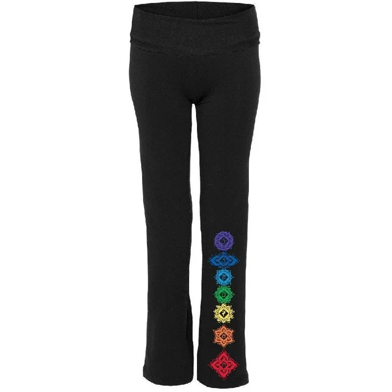 Comfortable Leggings for Yoga -Womens Floral 7 Chakras Yoga Pants