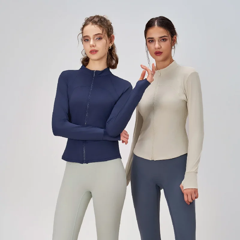 Women's Yoga Tops for Outdoor Yoga -Yoga dress zipper coat woman slim