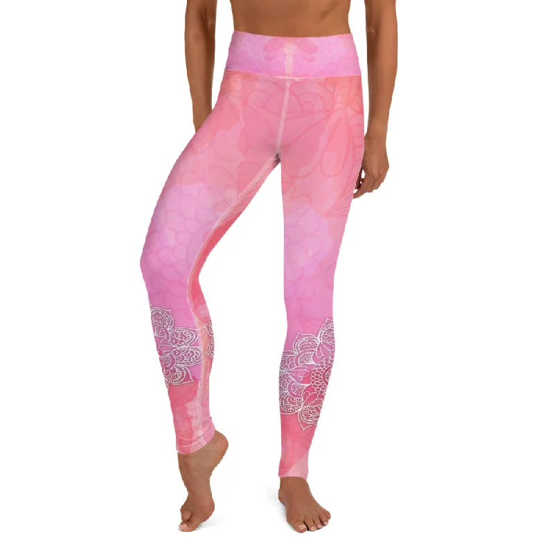 Quick Dry Yoga Pants -Blossom Pink High Waist Yoga Leggings