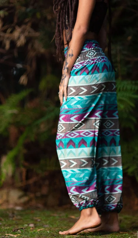 Yoga Pants for Building Strength and Flexibility -Yoga Savasana Pants - Aqua/Purple