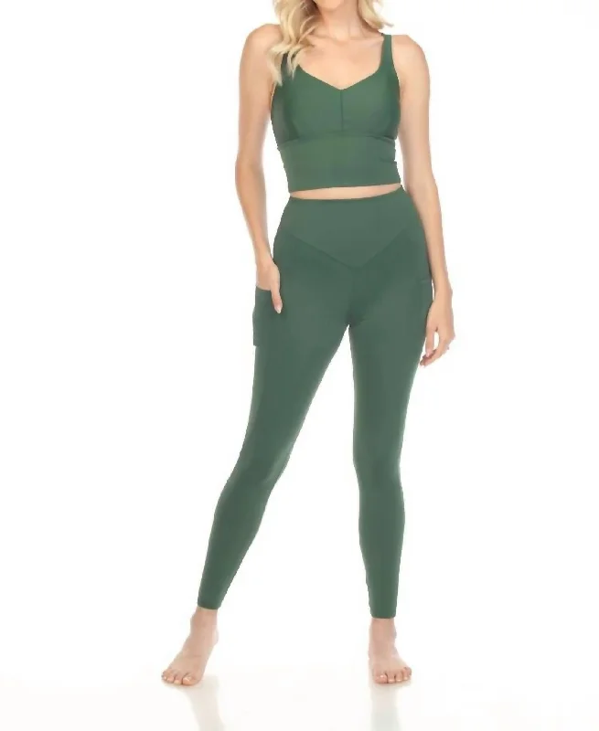 Yoga Shorts for Support and Comfort -Yolanda Yoga Leggings In Forest Green
